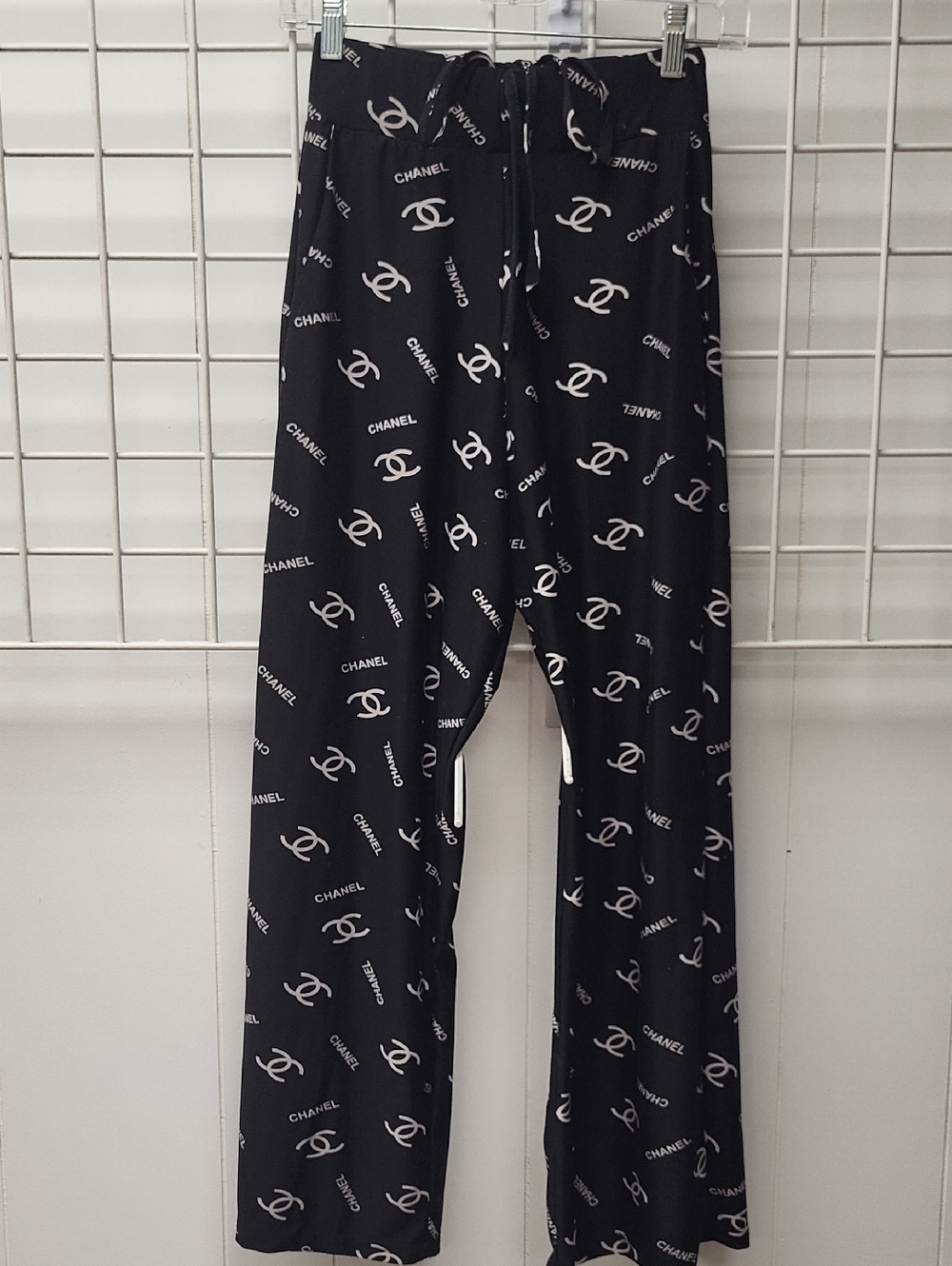 Designer Inspired Black Jogger's  with White Logo Print, Small